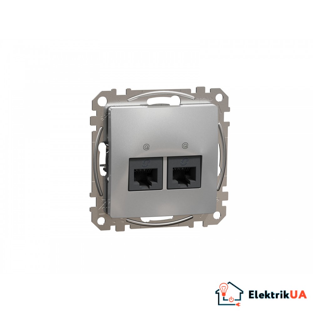 Розетка комп'ютерна 2-на UTP Cat5e Schneider Electric Sedna Design Алюміній SDD113452